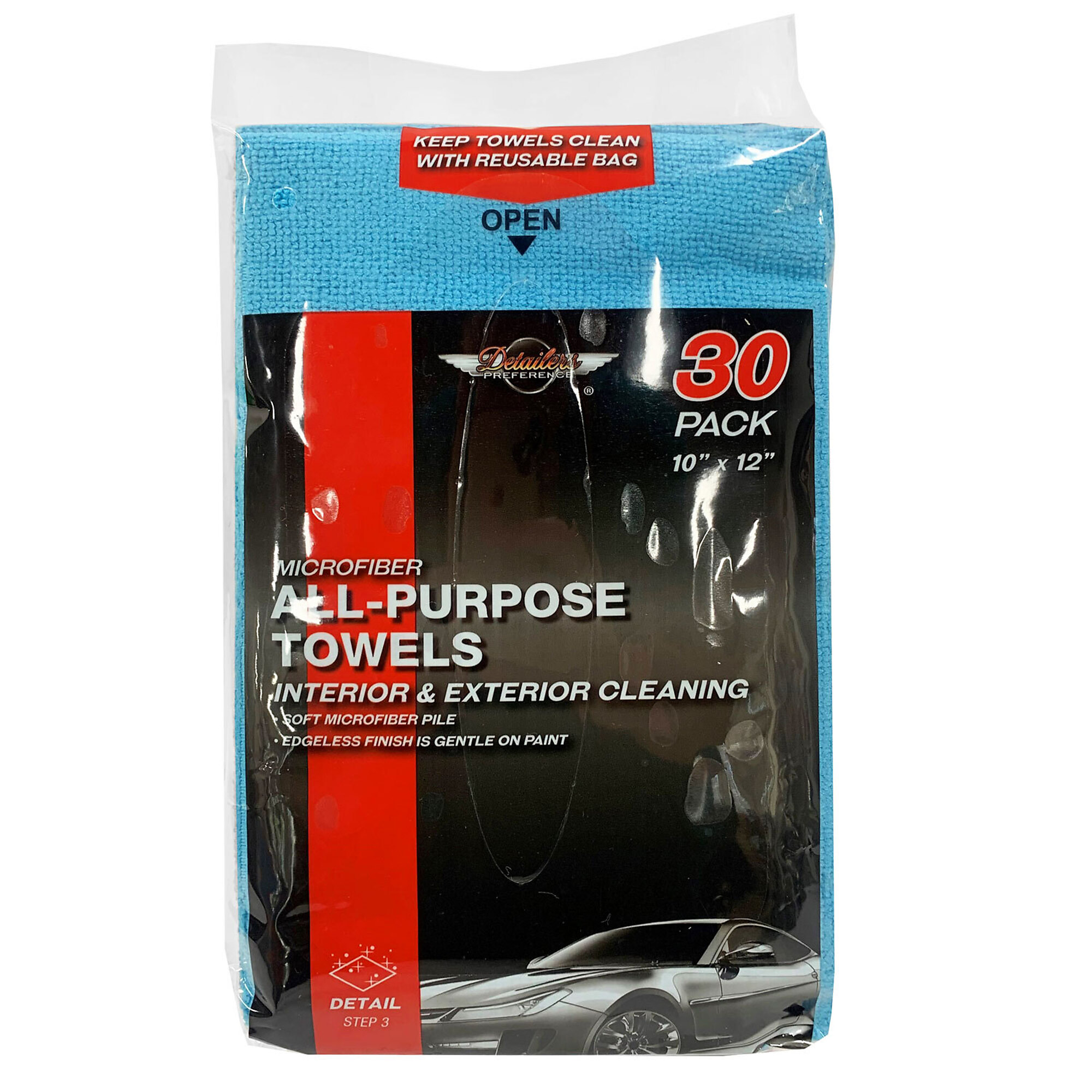 Detailer's Preference Microfiber All-Purpose Towels — 30-Pack, Model# EU243302